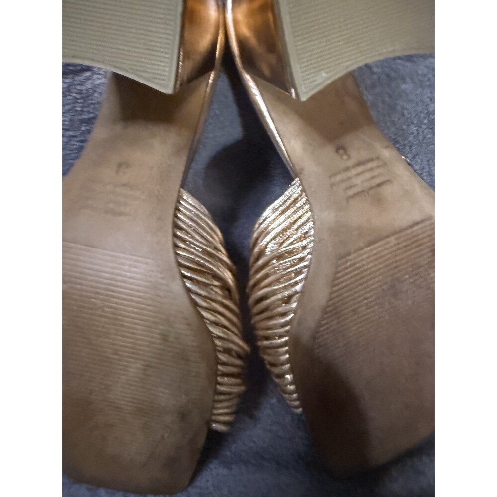 Jeffrey Campbell High Block Heel Gold Metallic Sandal Women Size 8 - Picture 5 of 7